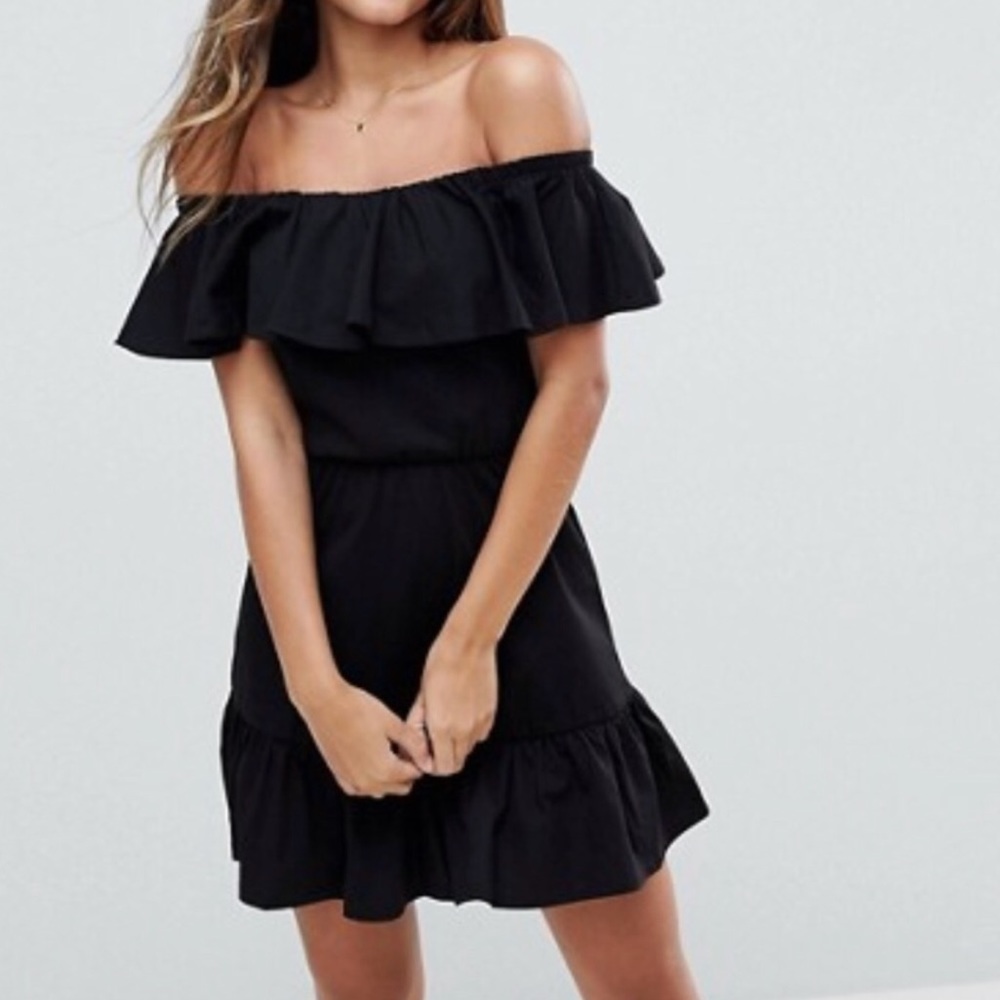 ASOS off the shoulder black dress